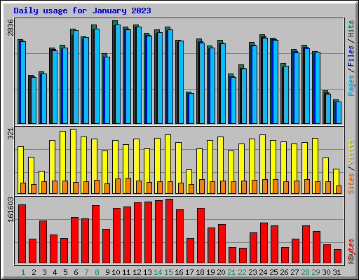 Daily usage for January 2023